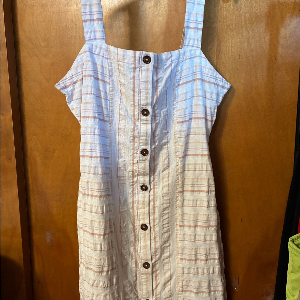 Roxy Peach and White Striped Fabric